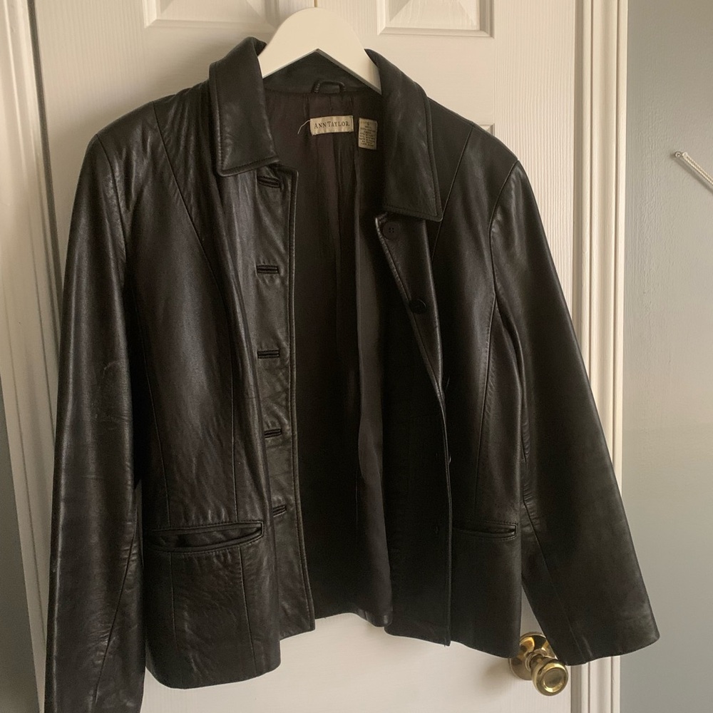 Ann Taylor Black Vintage Leather Jacket
